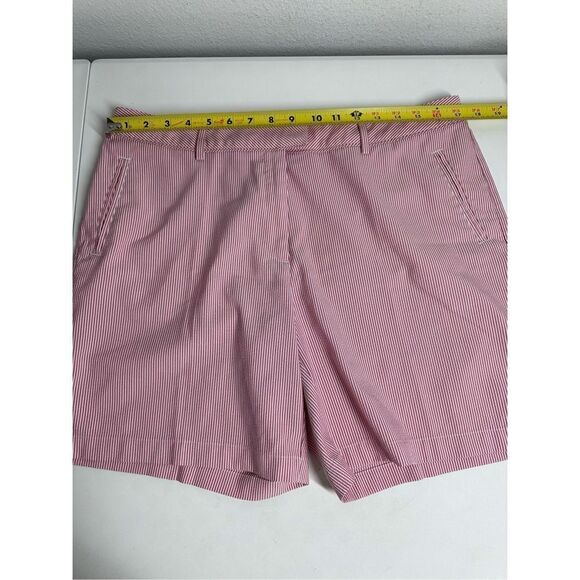 Lady Hagen Essential Seersucker Shorts Women's Size 12 Red White Striped Soft - Picture 5 of 10